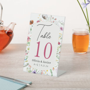 Wildflower Wedding Table Number  Pedestal Sign
