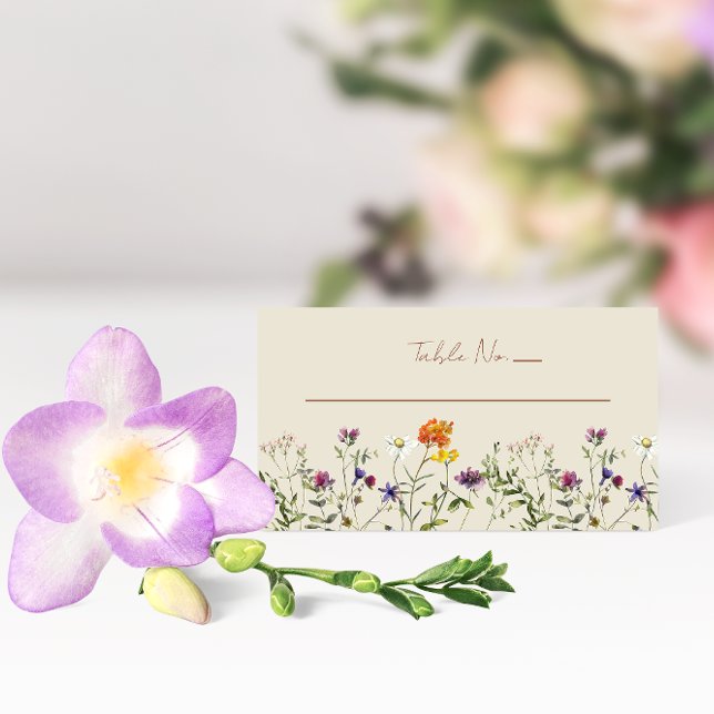 Wildflower Wedding Table Number Place Card (Creator Uploaded)