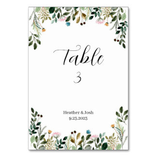 Wildflower Wedding Table Numbers