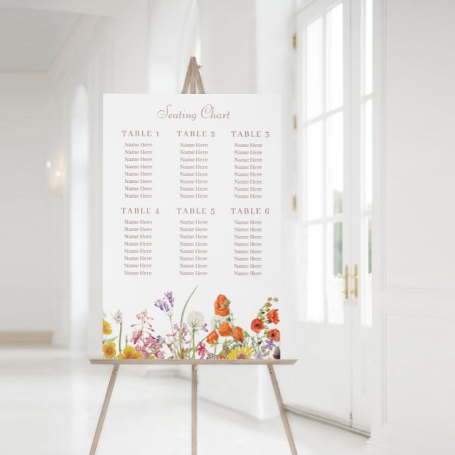 Wildflower Wedding Table Seating Chart Faux Canvas Print (Creator Uploaded)