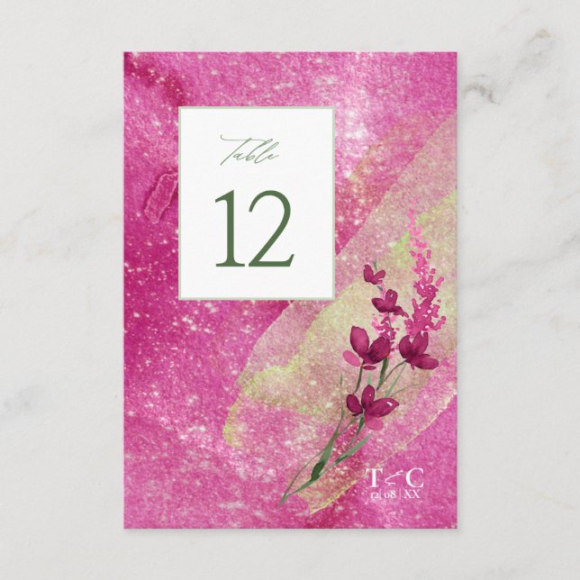 Wildflower Wedding Texture Table No. Fsia ID95 Invitation (Front)