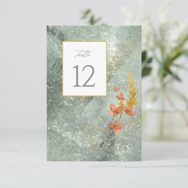 Wildflower Wedding Texture Table No. Gold ID95 Invitation | Zazzle