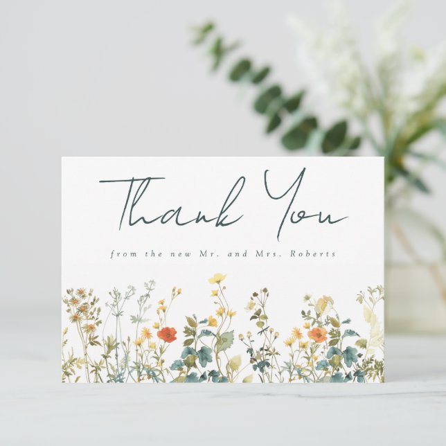 Wildflower Wedding Thank You Card (Standing Front)