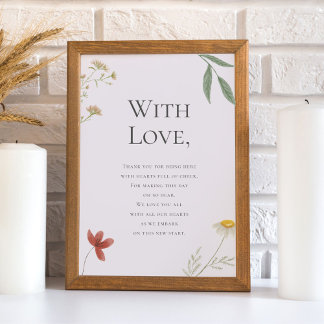 Wildflower Wedding Thank You for Attending Poster