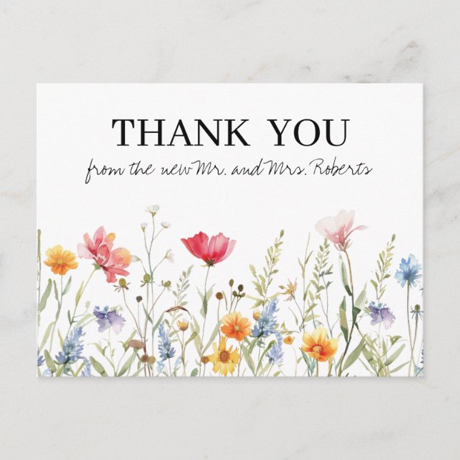 Wildflower Wedding Thank You Postcard (Front)