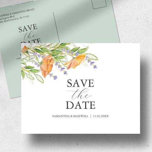 Wildflower Wedding Theme Save The Date Postcard