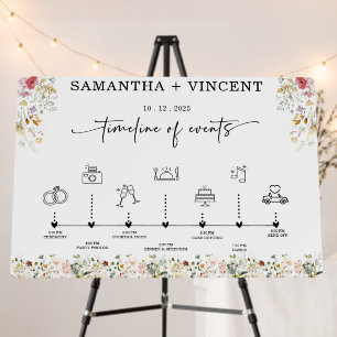 Wildflower Wedding Timeline Sign