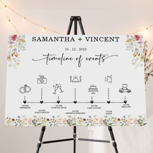 Wildflower Wedding Timeline Sign