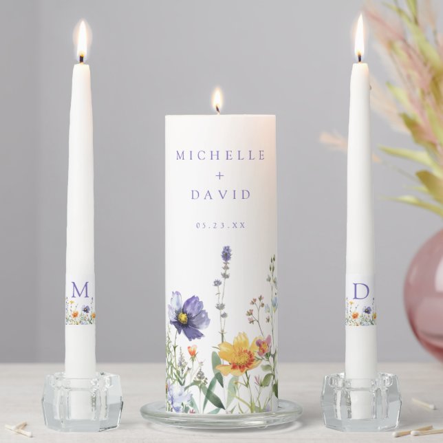 Wildflower Wedding Unity Candle Set (In Situ)