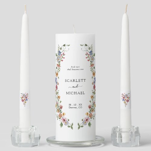 Wildflower Wedding Unity Candle Set