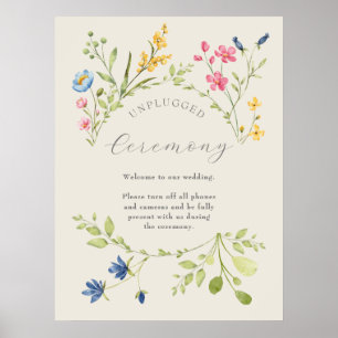 Wildflower Wedding Unplugged Ceremony Poster