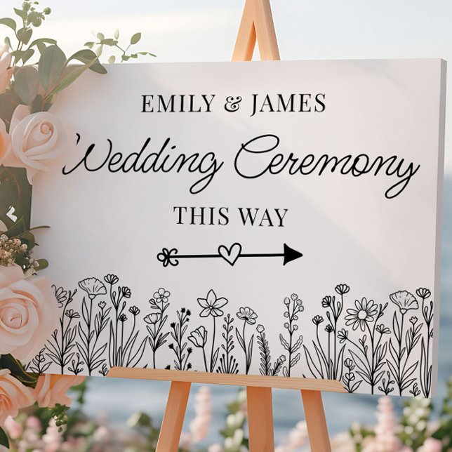 Wildflower Wedding Venue Any Color Ceremony Sign (Wedding venue ceremony sign by Darling & May. Easy to change text and all colors.)