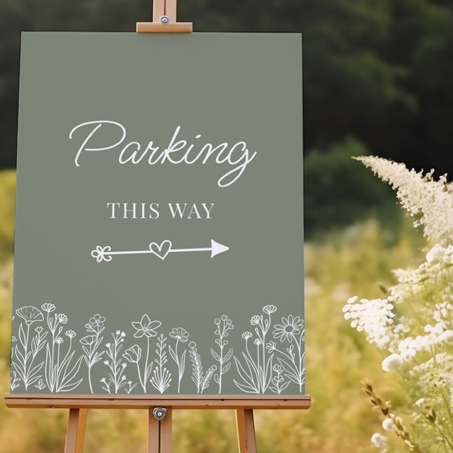 Wildflower Wedding Venue Any Color Parking Sign (Wedding venue parking sign by Darling & May. Easy to change text and all colors.)