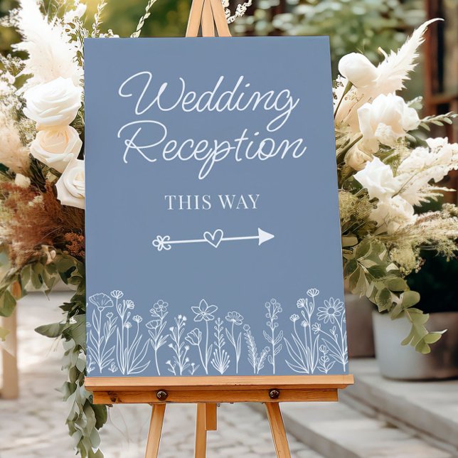 Wildflower Wedding Venue Any Color Reception Sign (Wedding venue reception sign by Darling & May. Easy to change text and all colors.)