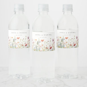 Wildflower Wedding Water Bottle Label