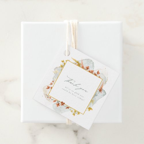 Wildflower Wedding Watercolor Frame Gold ID954  Favor Tags