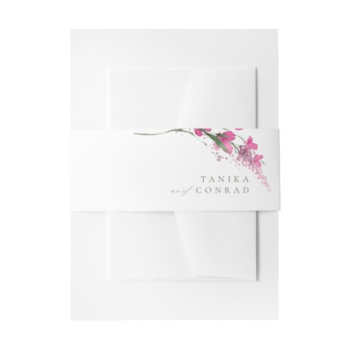 Wildflower Wedding Watercolor Fuchsia ID954 Invitation Belly Band