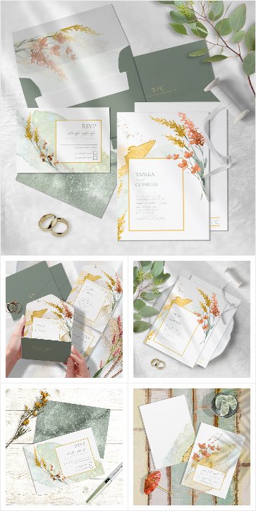 Wildflower Wedding Watercolor Gold