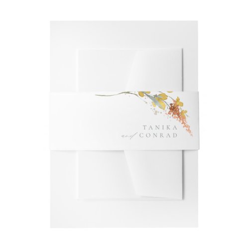 Wildflower Wedding Watercolor Gold ID954 Invitation Belly Band