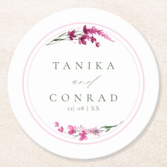 Wildflower Wedding Watercolor Names Fuchsia ID954