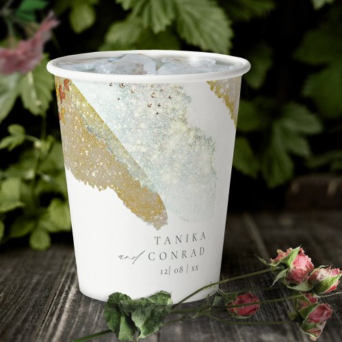 Wildflower Wedding Watercolor Paint Str Gold ID954 Paper Cups