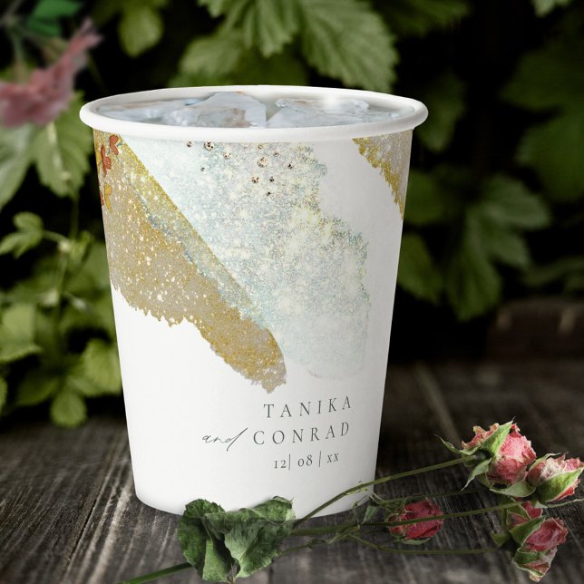 Wildflower Wedding Watercolor Paint Str Gold ID954 Paper Cups (Creator Uploaded)
