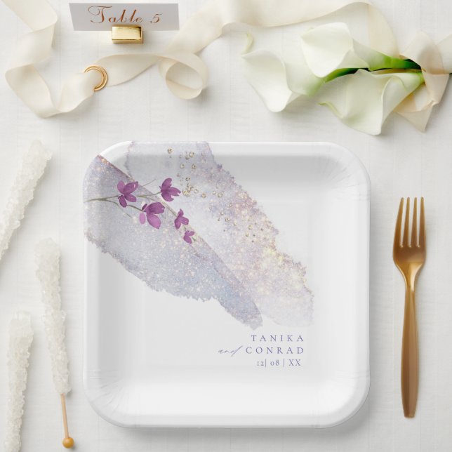 Wildflower Wedding Watercolor Paint Str Peri ID954 Paper Plates (Wedding)