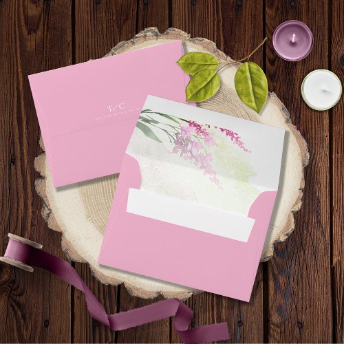 Wildflower Wedding Watercolor Pink ID954 Envelope