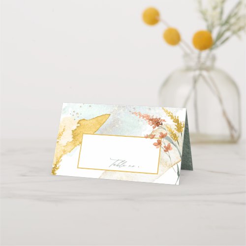 Wildflower Wedding Watercolor Table Gold ID954  Place Card