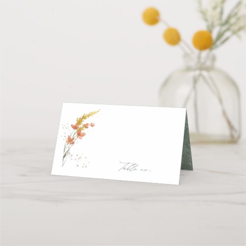 Wildflower Wedding Watercolor Table V2 Gold ID954 Place Card