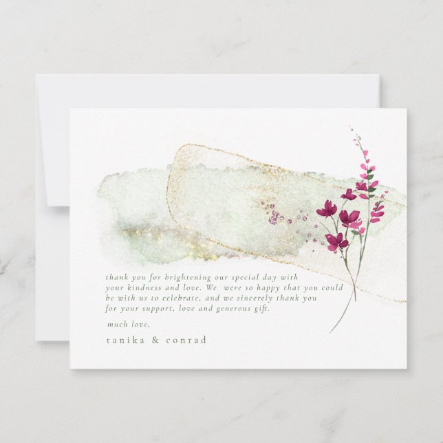 Wildflower Wedding Watercolor Thank You Fsa ID954 (Back)