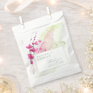 Wildflower Wedding Watercolor Thank You Fsia ID954 Favor Bag