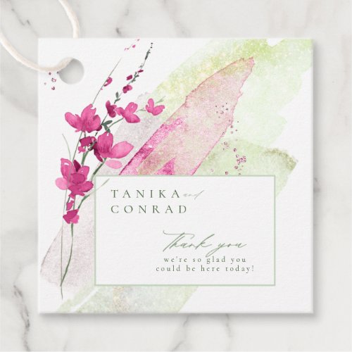 Wildflower Wedding Watercolor Thank You Fsia ID954 Favor Tags
