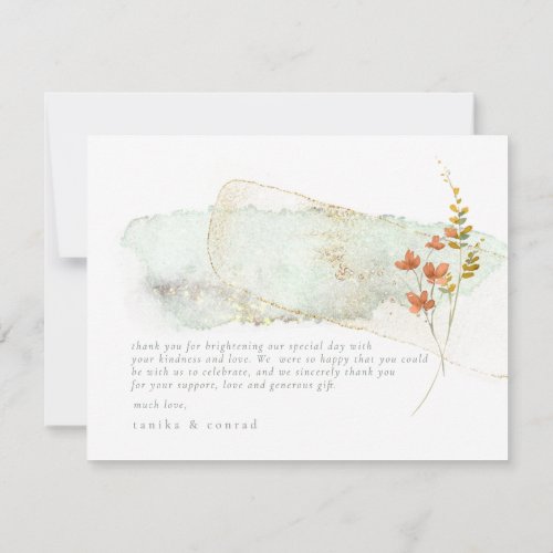 Wildflower Wedding Watercolor Thank You Gold ID954