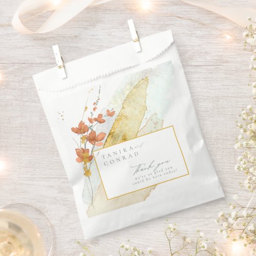 Wildflower Wedding Watercolor Thank You Gold ID954 Favor Bag