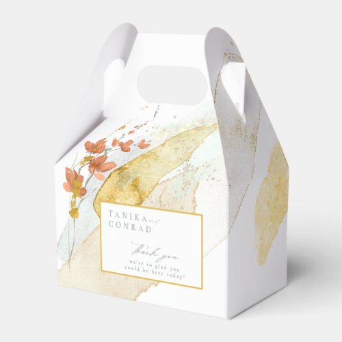 Wildflower Wedding Watercolor Thank You Gold ID954 Favor Boxes