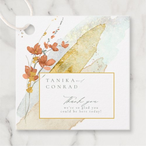 Wildflower Wedding Watercolor Thank You Gold ID954 Favor Tags