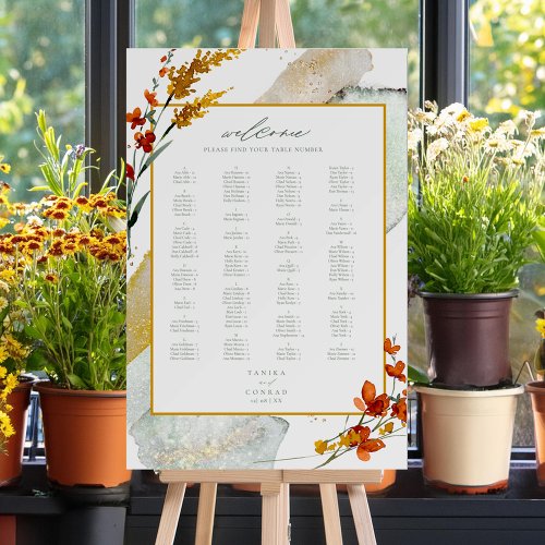 Wildflower Wedding Watercolor Welcome Gold ID954 Foam Board