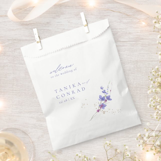 Wildflower Wedding Watercolor Welcome Peri ID954 Favor Bag (Clipped)