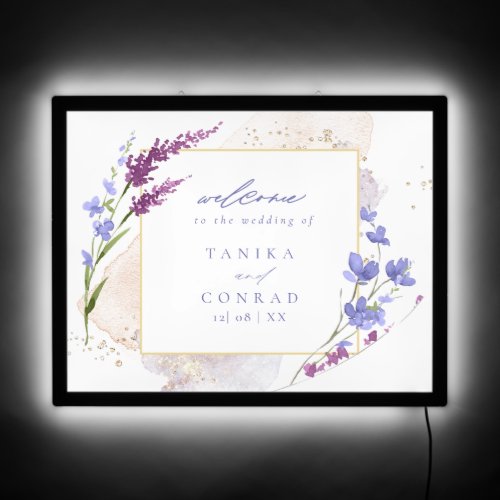 Wildflower Wedding Watercolor Welcome Peri ID954 LED Sign