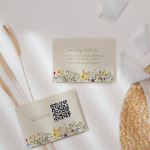 Wildflower Wedding Website Card with QR Code