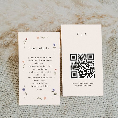 Wildflower Wedding Website Qr Code Enclosure Card
