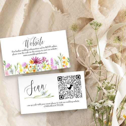 Wildflower Wedding Website QR Code Online RSVP Enclosure Card
