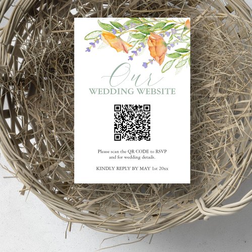 Wildflower Wedding Website RSVP Card with QR Code
