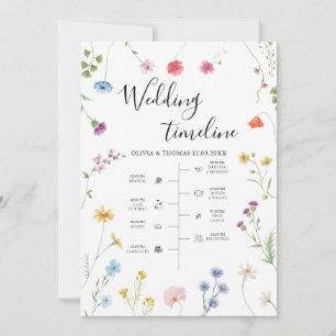 Wildflower Wedding Weekend Itinerary Timeline Card
