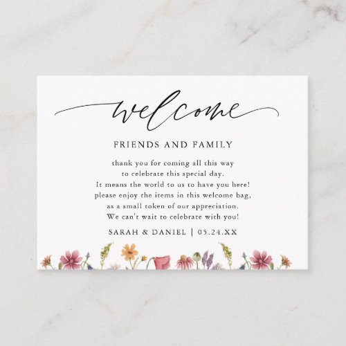 Wildflower Wedding Welcome Gift Bag Place Cards