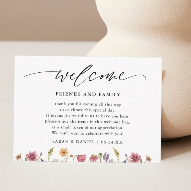 Wildflower Wedding Welcome Gift Bag Place Cards (Creator Uploaded)