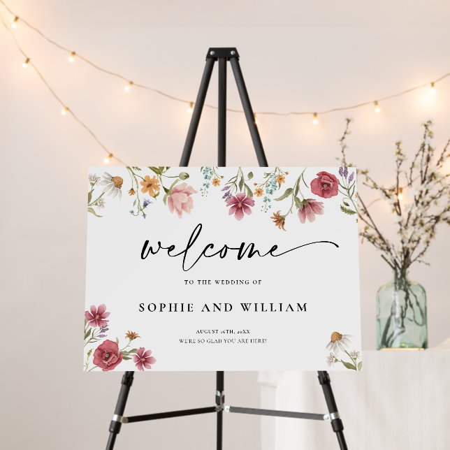 Wildflower Wedding Welcome Sign  (In Situ (Stand))