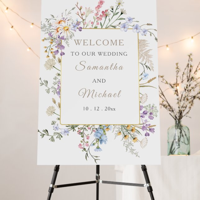 Wildflower Wedding Welcome Sign (In Situ (Stand))