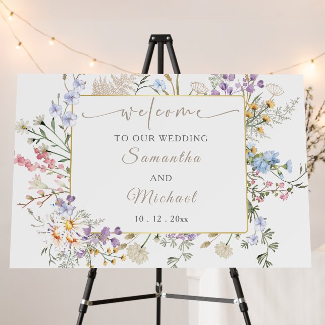 Wildflower Wedding Welcome Sign (In Situ (Stand))